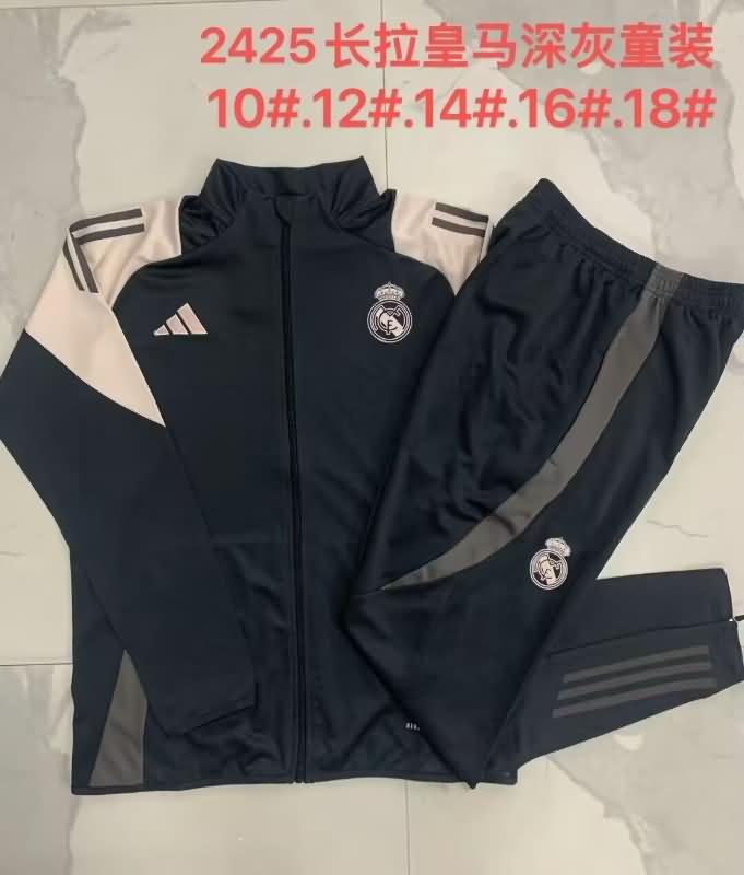 Kids Real Madrid Soccer Tracksuit 03 Black Replica 24/25