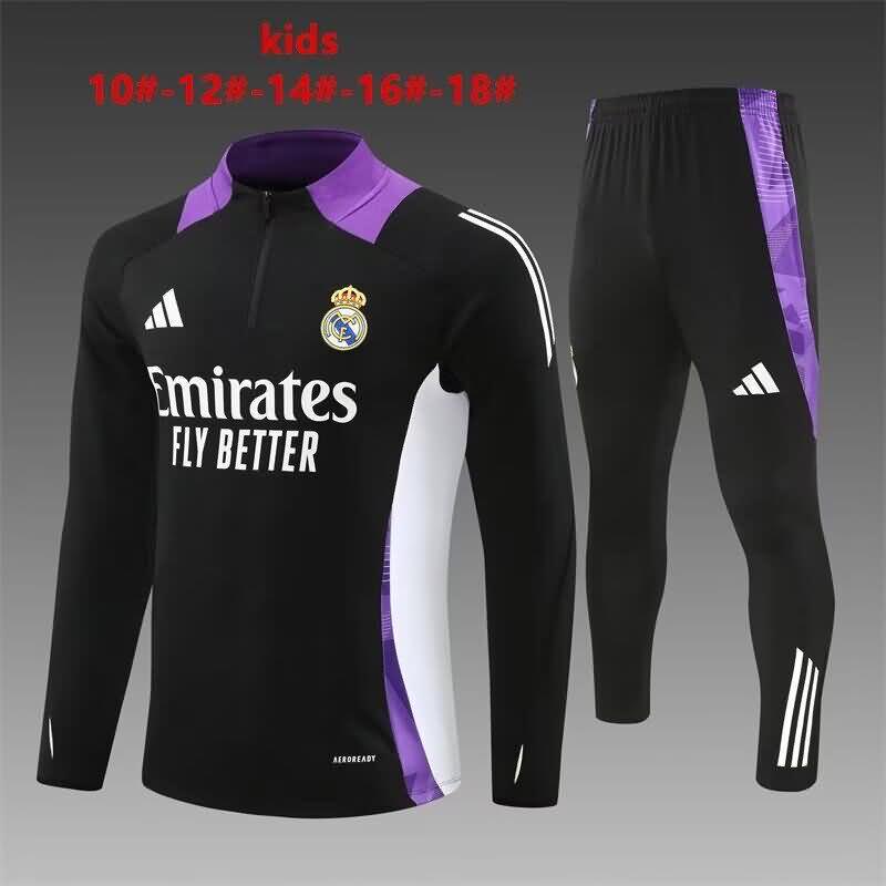 Kids Real Madrid Soccer Tracksuit 04 Black Replica 24/25