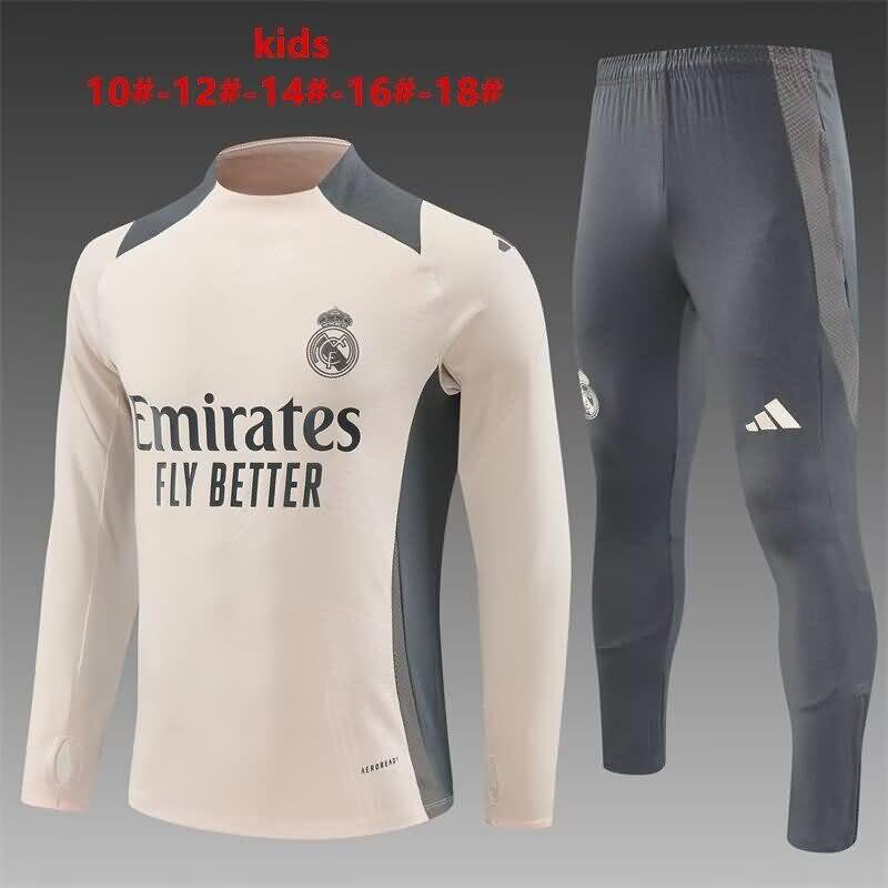 Kids Real Madrid Soccer Tracksuit Beige Replica 24/25