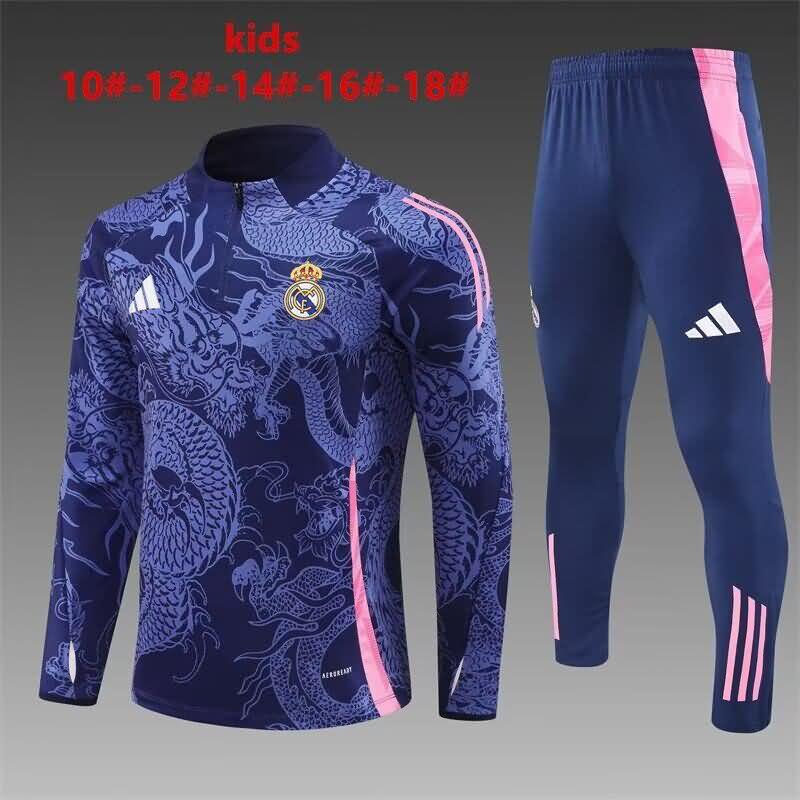 Kids Real Madrid Soccer Tracksuit Dark Blue Replica 24/25