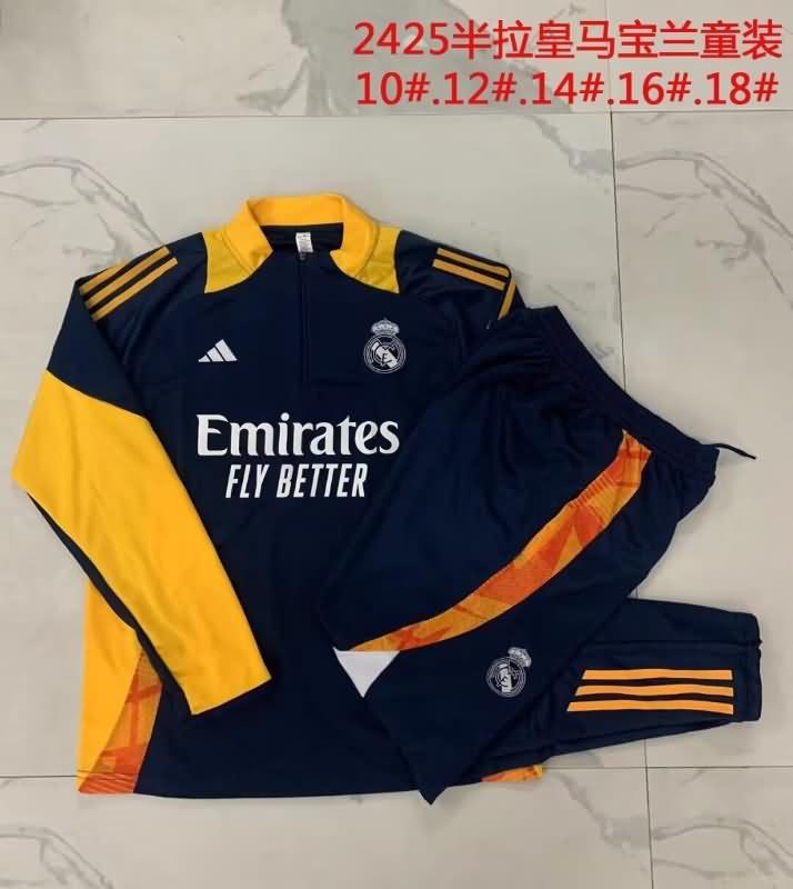 Kids Real Madrid Soccer Tracksuit 03 Dark Blue Replica 24/25