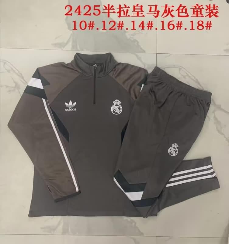 Kids Real Madrid Soccer Tracksuit 02 Grey Replica 24/25