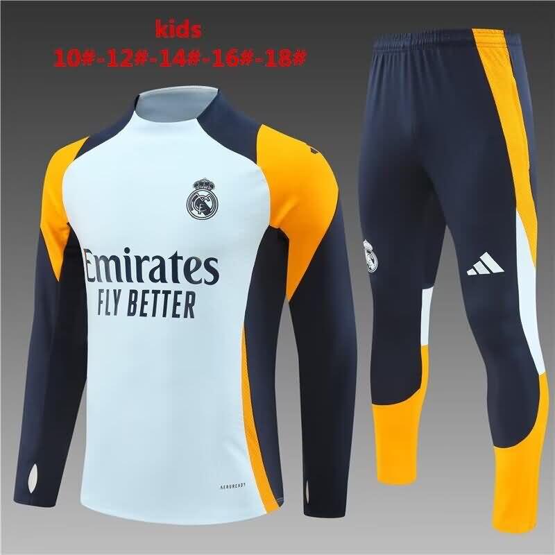 Kids Real Madrid Soccer Tracksuit Light Blue Replica 24/25