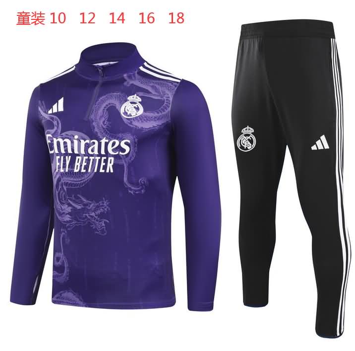 Kids Real Madrid Soccer Tracksuit Purples Replica 24/25