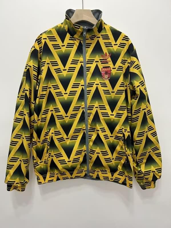 Arsenal Soccer Windbreaker Yellow Grey Reversible Replica 24/25