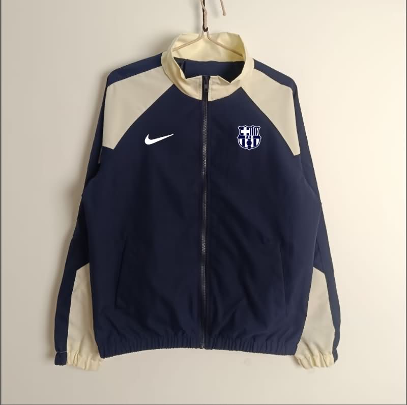 AAA Quality Barcelona 24/25 Dark Blue Soccer Windbreaker 02