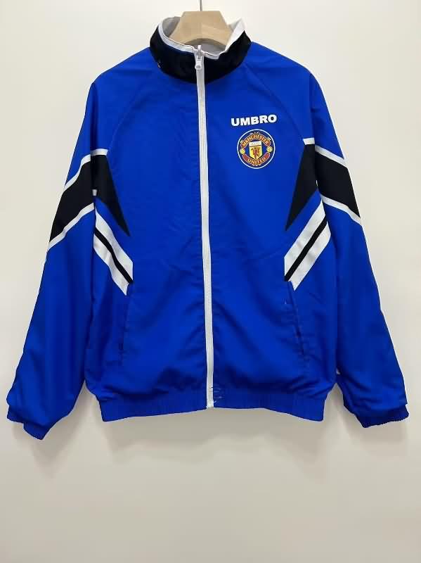 Manchester United Soccer Windbreaker Blue Grey Reversible Replica 24/25