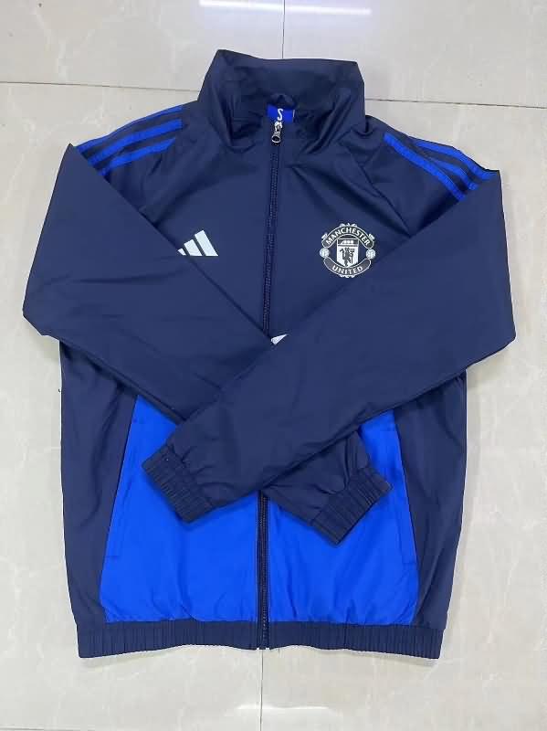 Manchester United Soccer Windbreaker Dark Blue Replica 24/25