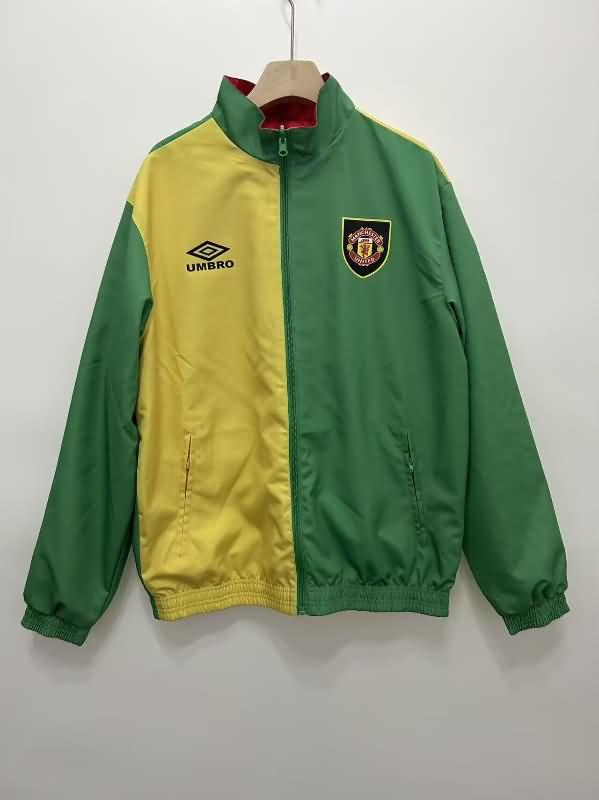 Manchester United Soccer Windbreaker Green Red Reversible Replica 24/25