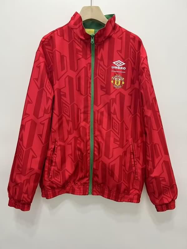 Manchester United Soccer Windbreaker Green Red Reversible Replica 24/25