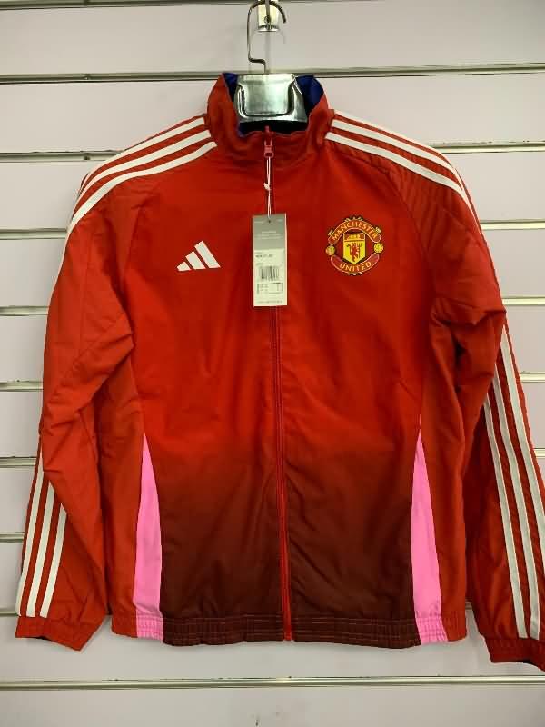 Manchester United Soccer Windbreaker Red Black Reversible Replica 24/25