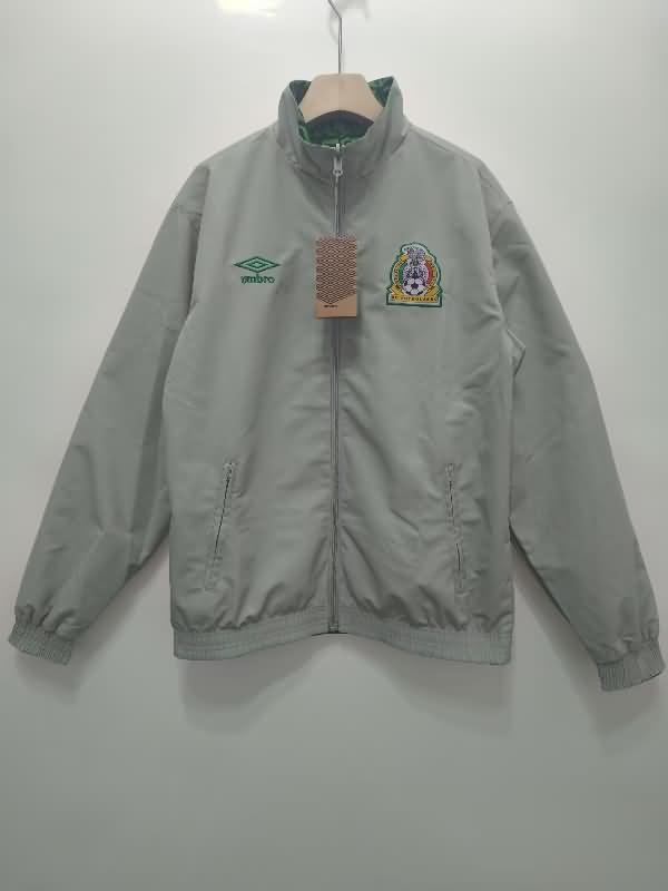 Mexico Soccer Windbreaker Green Grey Reversible Replica 2024