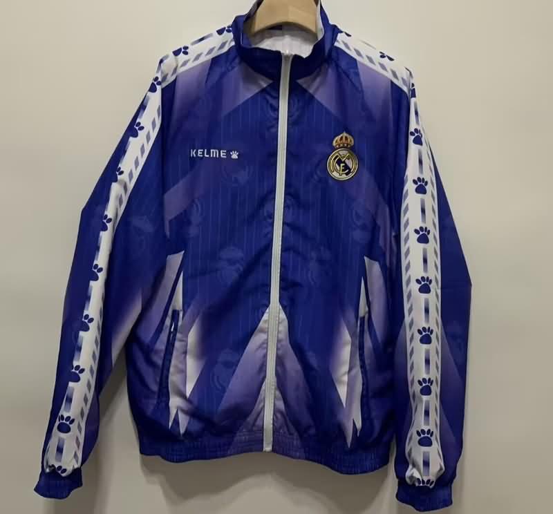 Real Madrid Soccer Windbreaker Blue White Reversible Replica 24/25