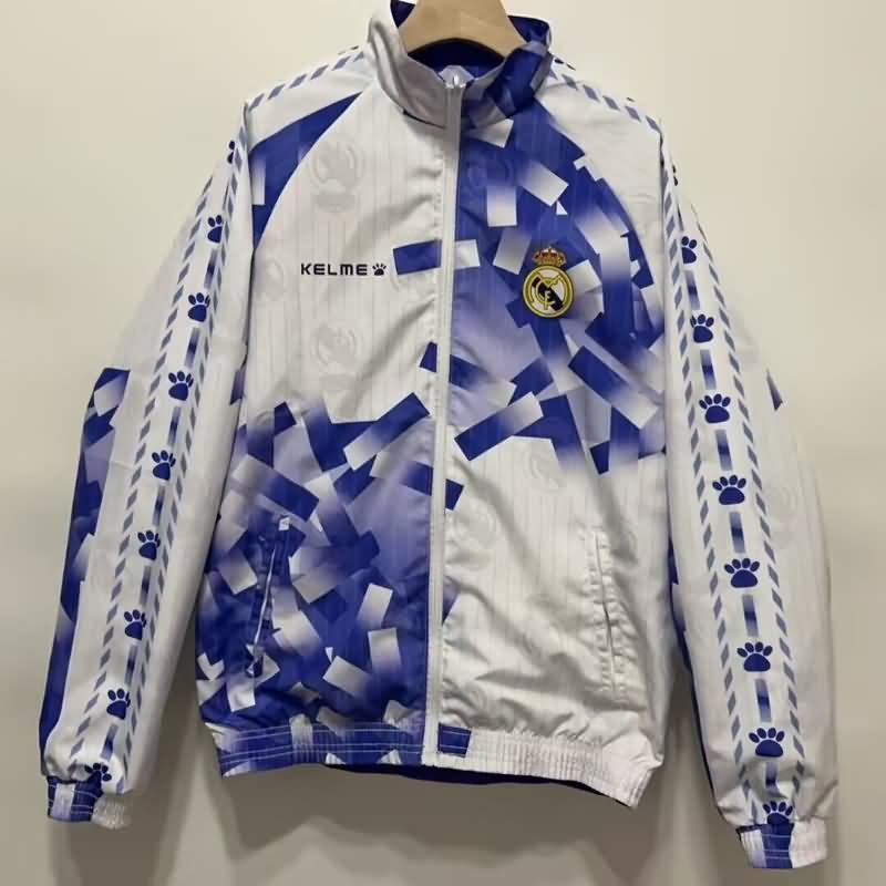 Real Madrid Soccer Windbreaker Blue White Reversible Replica 24/25