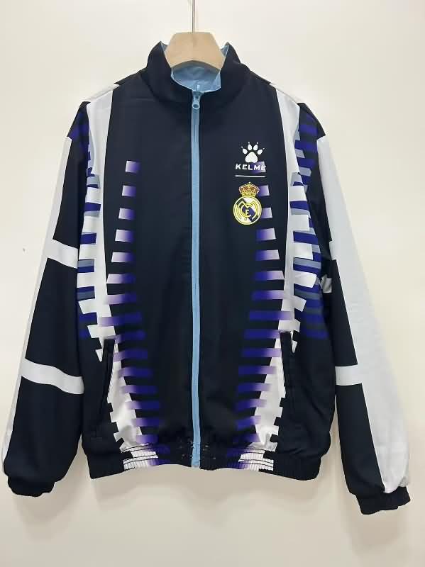 Real Madrid Soccer Windbreaker Blue Dark Blue Reversible Replica 24/25