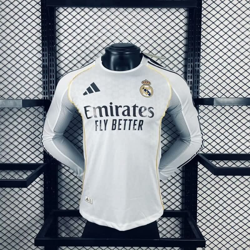 Real Madrid Soccer Jersey Home Long Sleeve (Player) 25/26