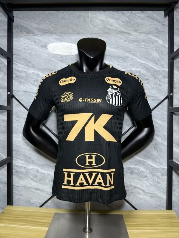 AAA Quality Santos 2025 Black Soccer Jersey (Player) With Sponsor AAA Quality Santos 2025 Black Soccer Jersey (Player) With Sponsor