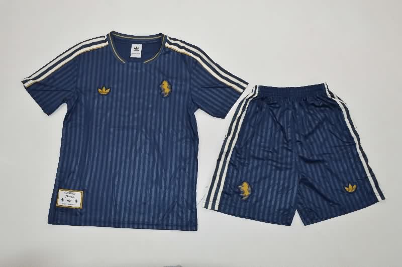 Kids Juventus 25/26 Dark Blue Soccer Jersey And Shorts Kids Juventus 25/26 Dark Blue Soccer Jersey And Shorts