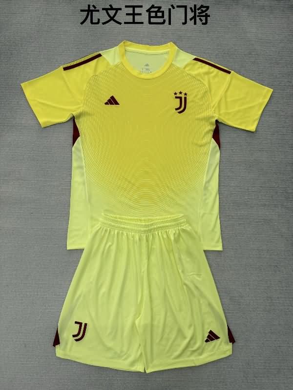 Kids Juventus 25/26 Goalkeeper Yellow Soccer Jersey And Shorts Kids Juventus 25/26 Goalkeeper Yellow Soccer Jersey And Shorts