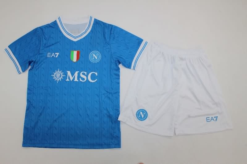 Kids Napoli 25/26 Home Soccer Jersey And Shorts Kids Napoli 25/26 Home Soccer Jersey And Shorts