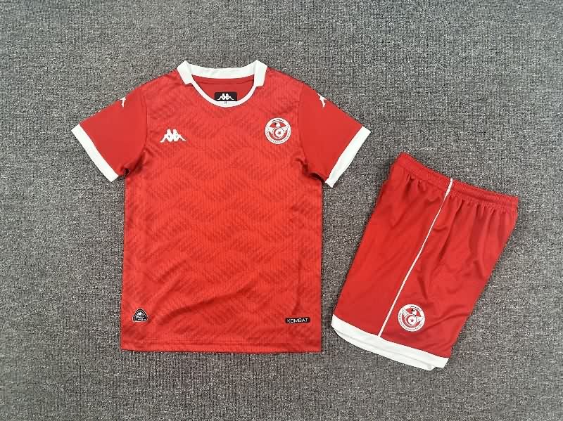 Kids Tunisia 25/26 Home Soccer Jersey And Shorts Kids Tunisia 25/26 Home Soccer Jersey And Shorts