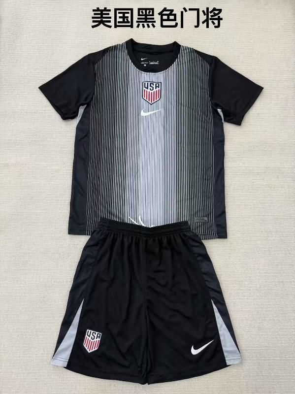 Kids USA 2025 Goalkeeper Black Soccer Jersey And Shorts Kids USA 2025 Goalkeeper Black Soccer Jersey And Shorts