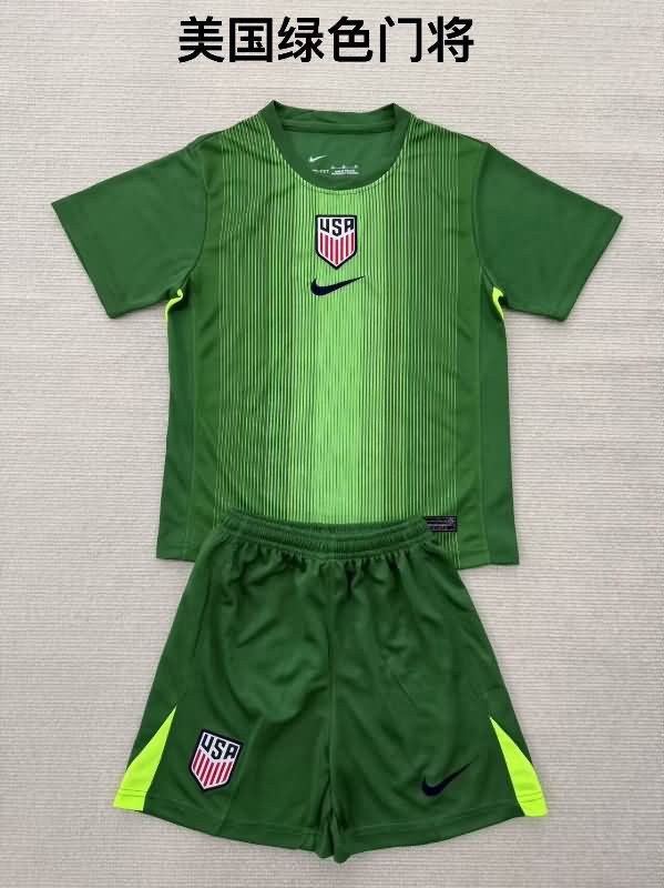 Kids USA 2025 Goalkeeper Green Soccer Jersey And Shorts Kids USA 2025 Goalkeeper Green Soccer Jersey And Shorts