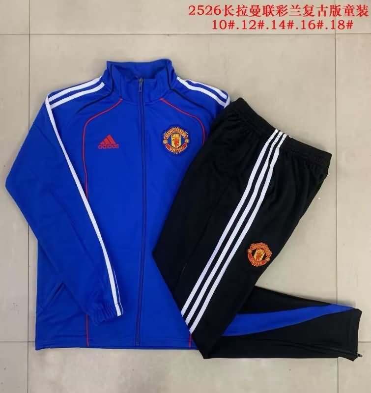 Kids AAA Quality Manchester United 25/26 Blue Soccer Tracksuit Kids AAA Quality Manchester United 25/26 Blue Soccer Tracksuit
