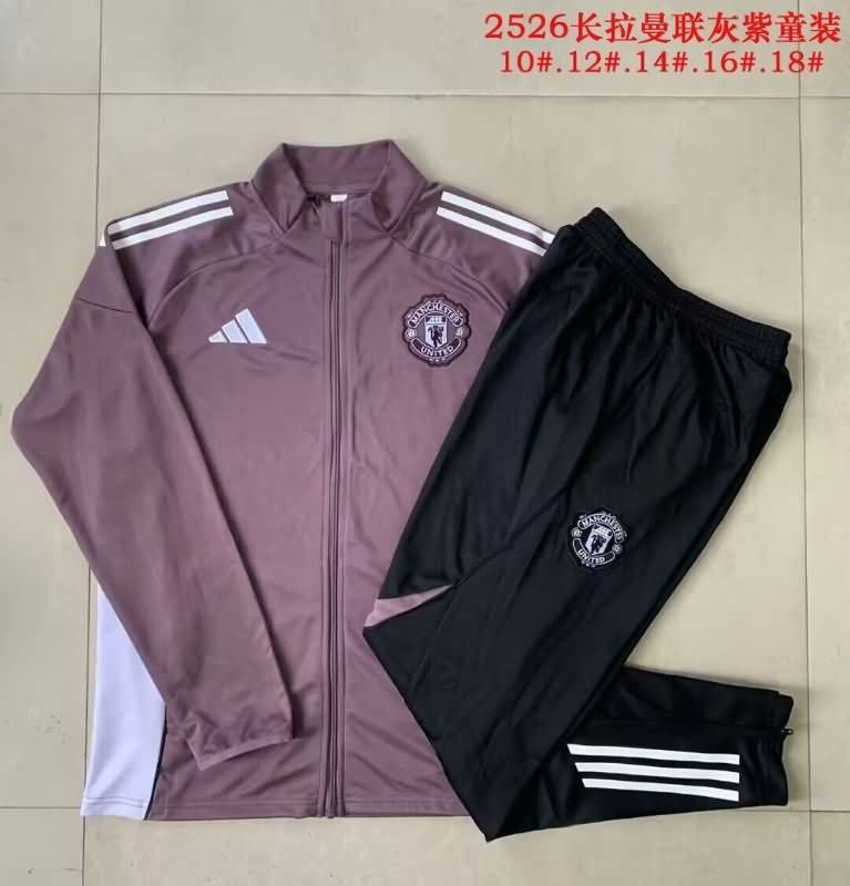 Kids AAA Quality Manchester United 25/26 Purple Soccer Tracksuit Kids AAA Quality Manchester United 25/26 Purple Soccer Tracksuit