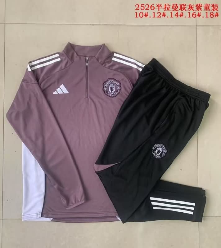 Kids AAA Quality Manchester United 25/26 Purple Soccer Tracksuit 02 Kids AAA Quality Manchester United 25/26 Purple Soccer Tracksuit 02