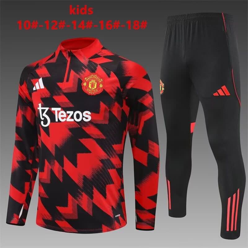Kids AAA Quality Manchester United 25/26 Red Black Soccer Tracksuit Kids AAA Quality Manchester United 25/26 Red Black Soccer Tracksuit
