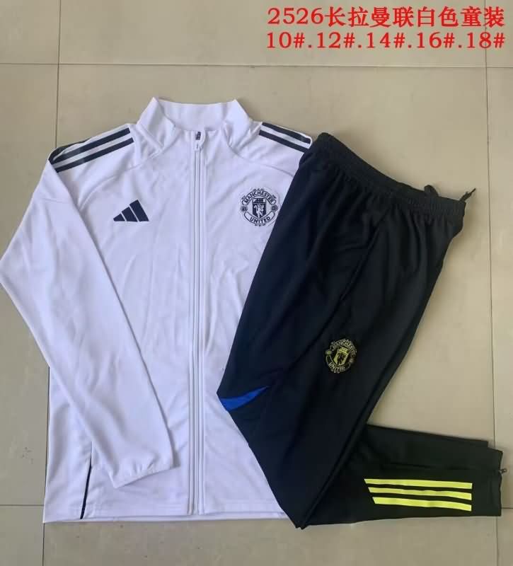 Kids AAA Quality Manchester United 25/26 White Soccer Tracksuit Kids AAA Quality Manchester United 25/26 White Soccer Tracksuit