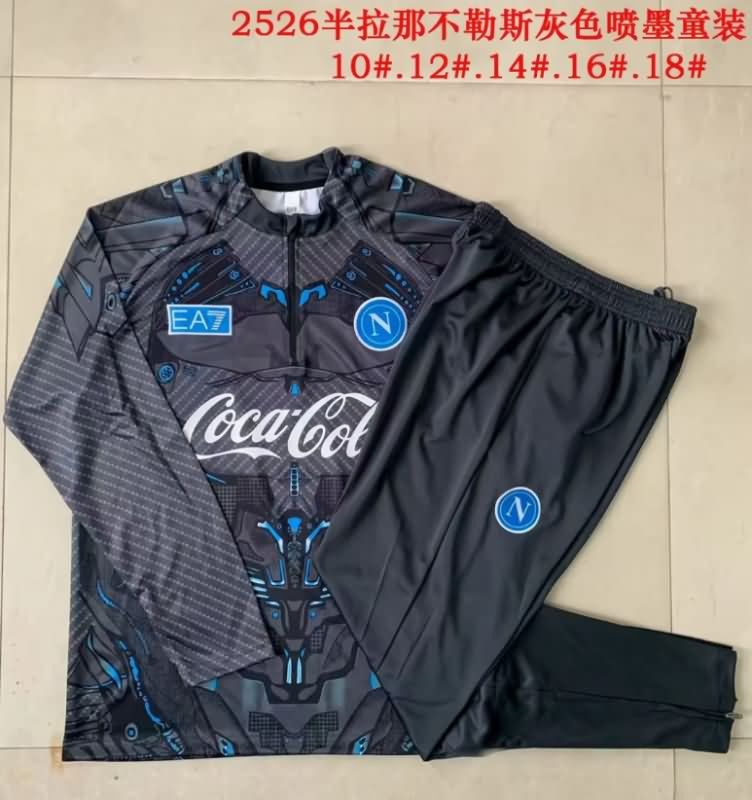 Kids AAA Quality Napoli 25/26 Black Soccer Tracksuit Kids AAA Quality Napoli 25/26 Black Soccer Tracksuit