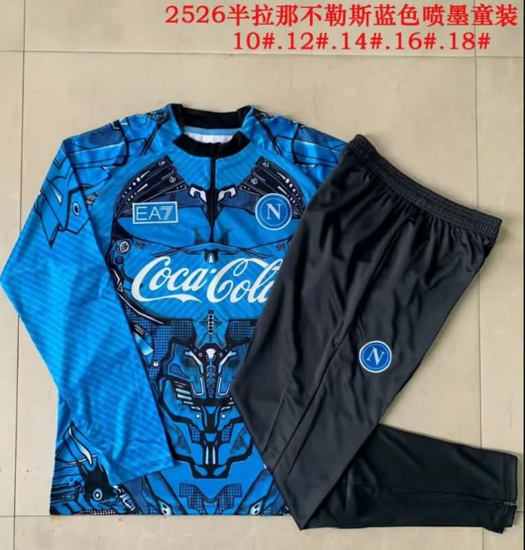 Kids AAA Quality Napoli 25/26 Blue Soccer Tracksuit Kids AAA Quality Napoli 25/26 Blue Soccer Tracksuit