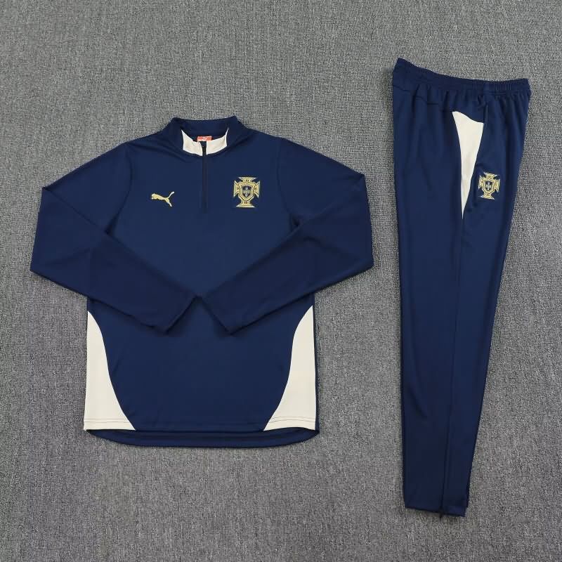 AAA Quality Portugal 2025 Dark Blue Soccer Tracksuit AAA Quality Portugal 2025 Dark Blue Soccer Tracksuit