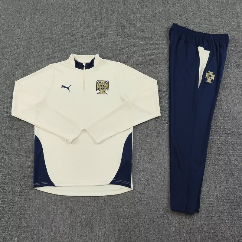 AAA Quality Portugal 2025 Light Yellow Soccer Tracksuit AAA Quality Portugal 2025 Light Yellow Soccer Tracksuit