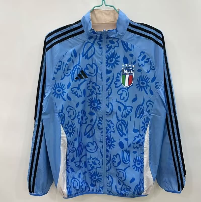 AAA Quality Italy 2025 Blue Grey Reversible Soccer Windbreaker AAA Quality Italy 2025 Blue Grey Reversible Soccer Windbreaker