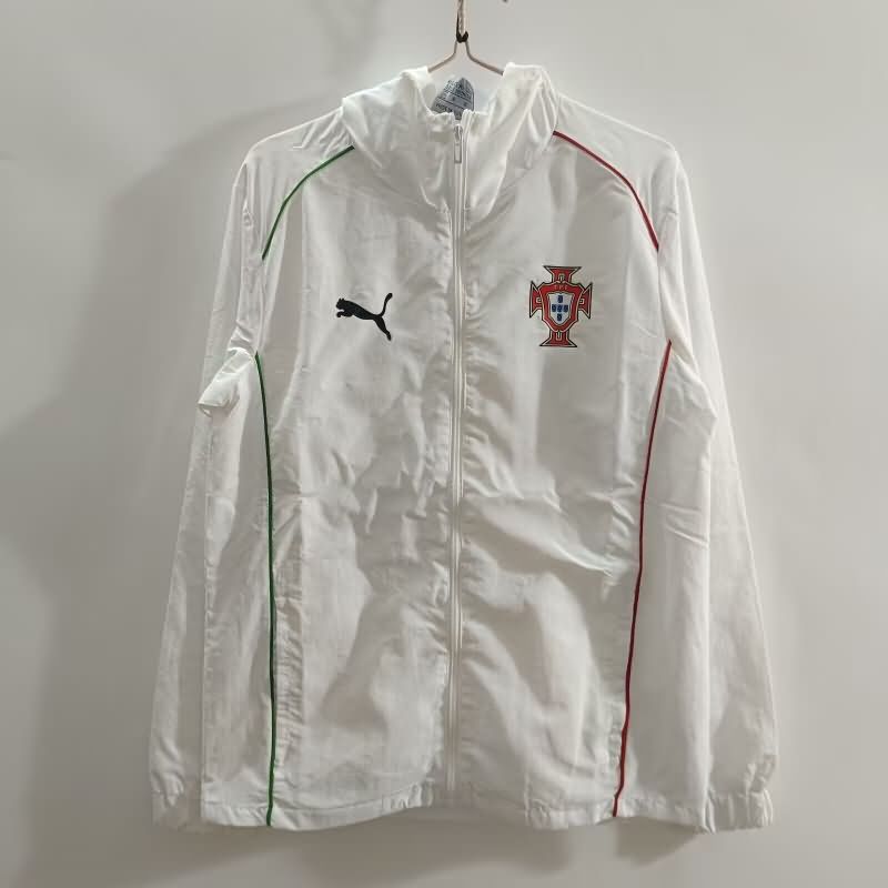 AAA Quality Portugal 2025 White Soccer Windbreaker