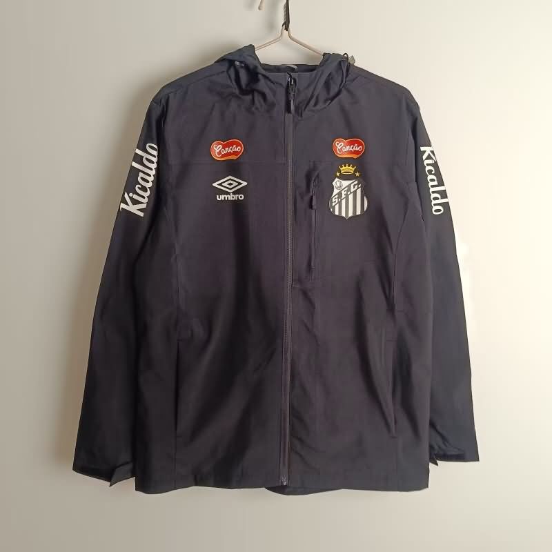 Santos Soccer Windbreaker Black Replica 2025