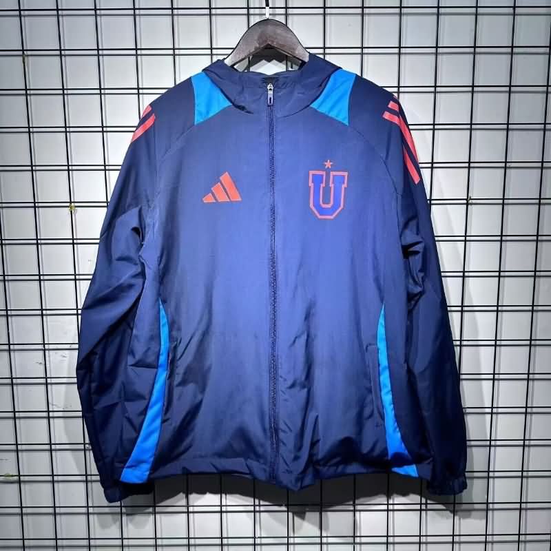 AAA Quality Universidad Chile 2025 Dark Blue Soccer Windbreaker