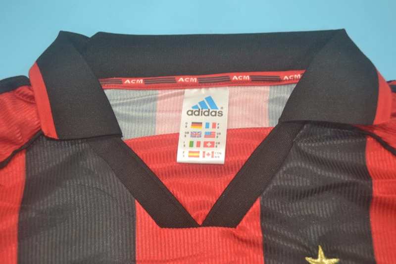 AC Milan Soccer Jersey Home Retro Replica 1998/99