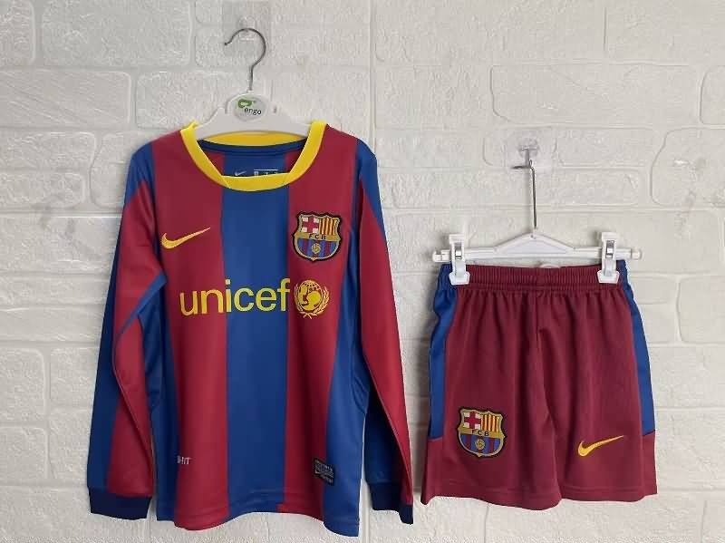 Kids Barcelona Soccer Jersey Home Long Sleeve Replica 2010/11